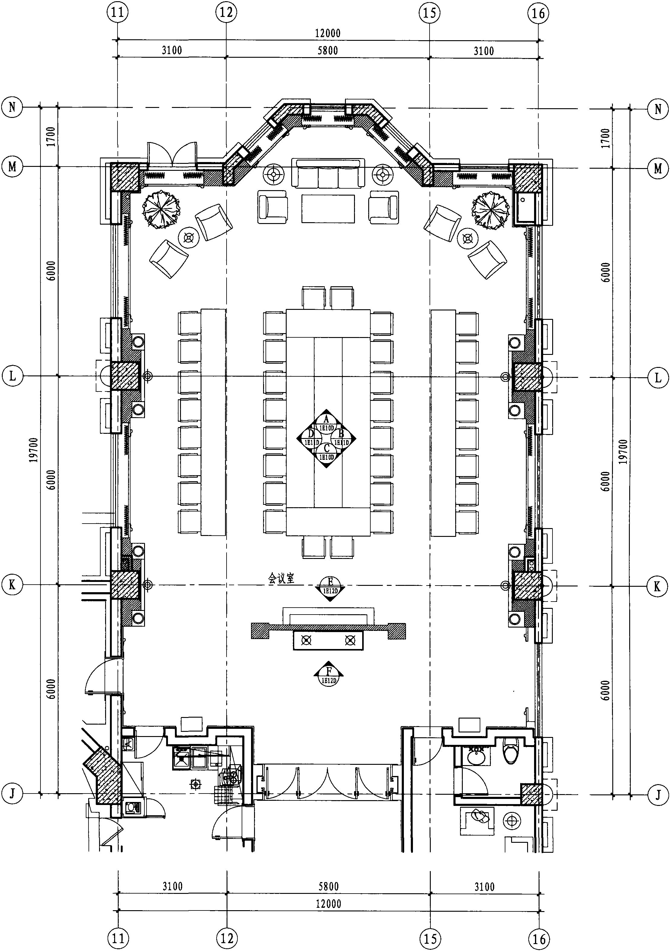 一层会议室平面布置图 1:100